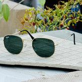 Rayban – 3548 – 53 – Golden Black – Metal – Sunglasses – Unisex