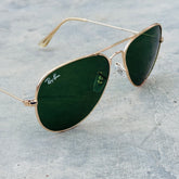 Rayban – 3026 – 62 – Golden Green – Metal – Sunglasses – Unisex