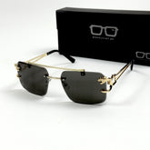 Cartier - RR49 - 53 - Golden Black - Double Bridge - Rimless - Metal - Square - Sunglasses - Unisex