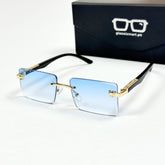 Cartier – 143 – 60 – Golden Blue Gradient – Metal - Sunglasses – Rimless - Unisex