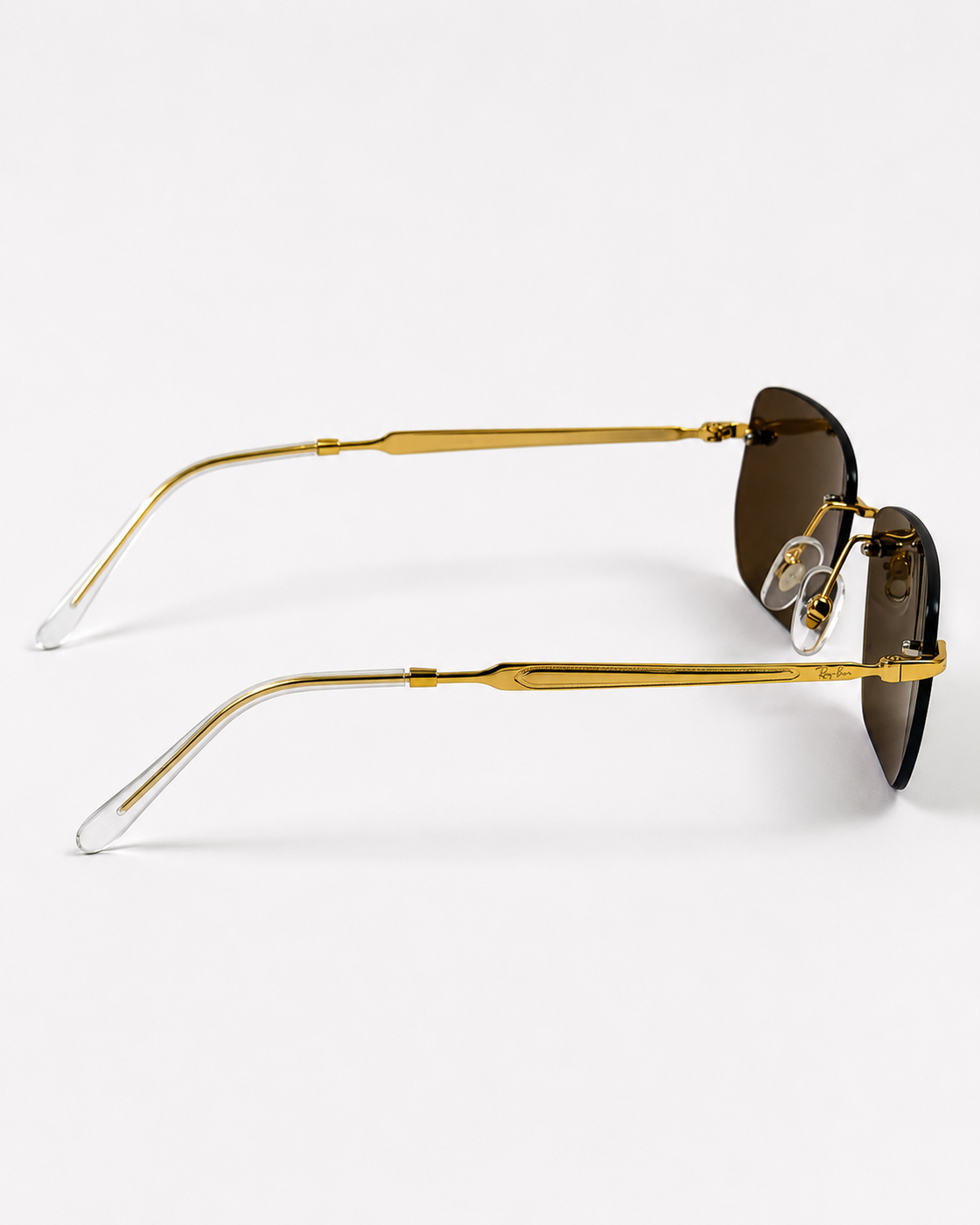 Rayban - RB3768 - Golden Brown - Metal - Rimless - Rectangle - Sunglasses - Premium