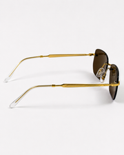 Rayban - RB3768 - Golden Brown - Metal - Rimless - Rectangle - Sunglasses - Premium