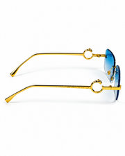 Cartier – 1454 – 60 – Golden Blue – Metal - Sunglasses – Rimless - Unisex