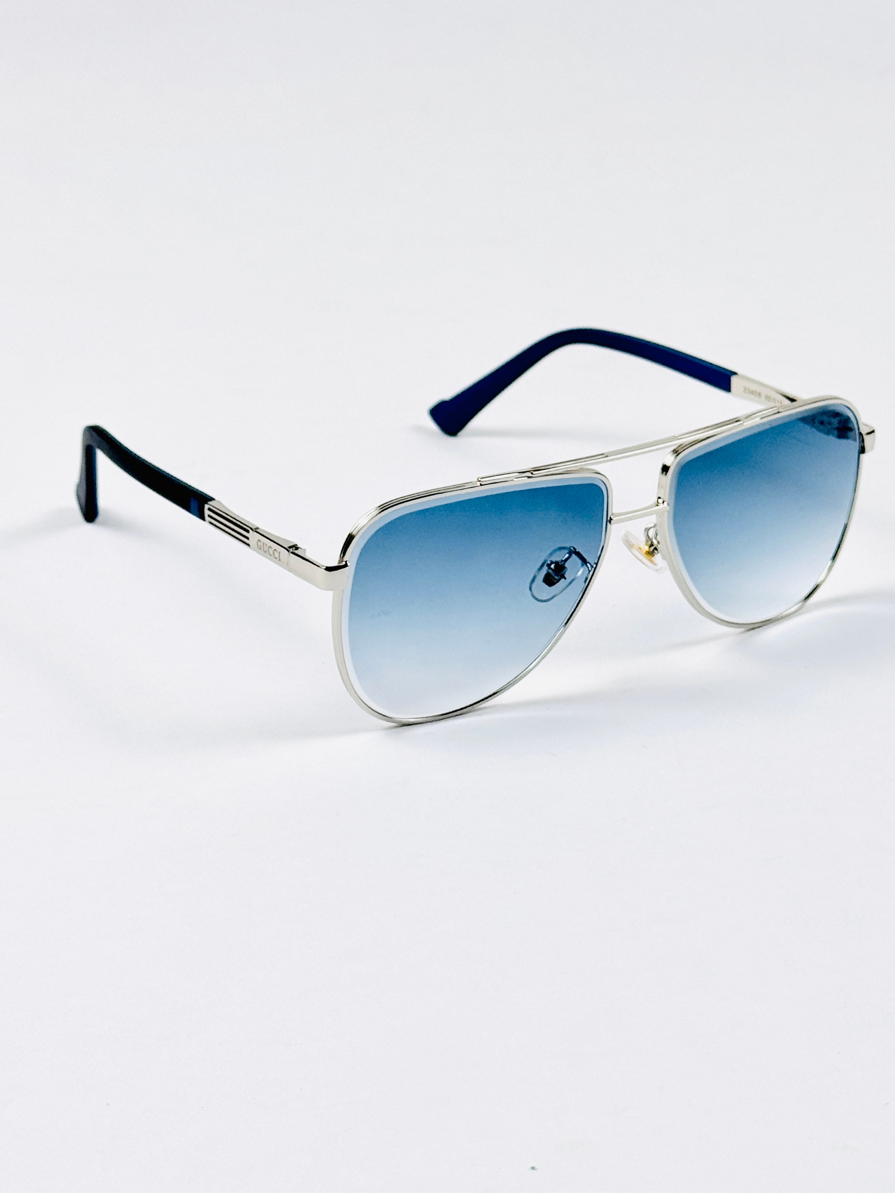 Gucci – 23408 – 60 – Silver Blue – Metal – Sunglasses – Unisex