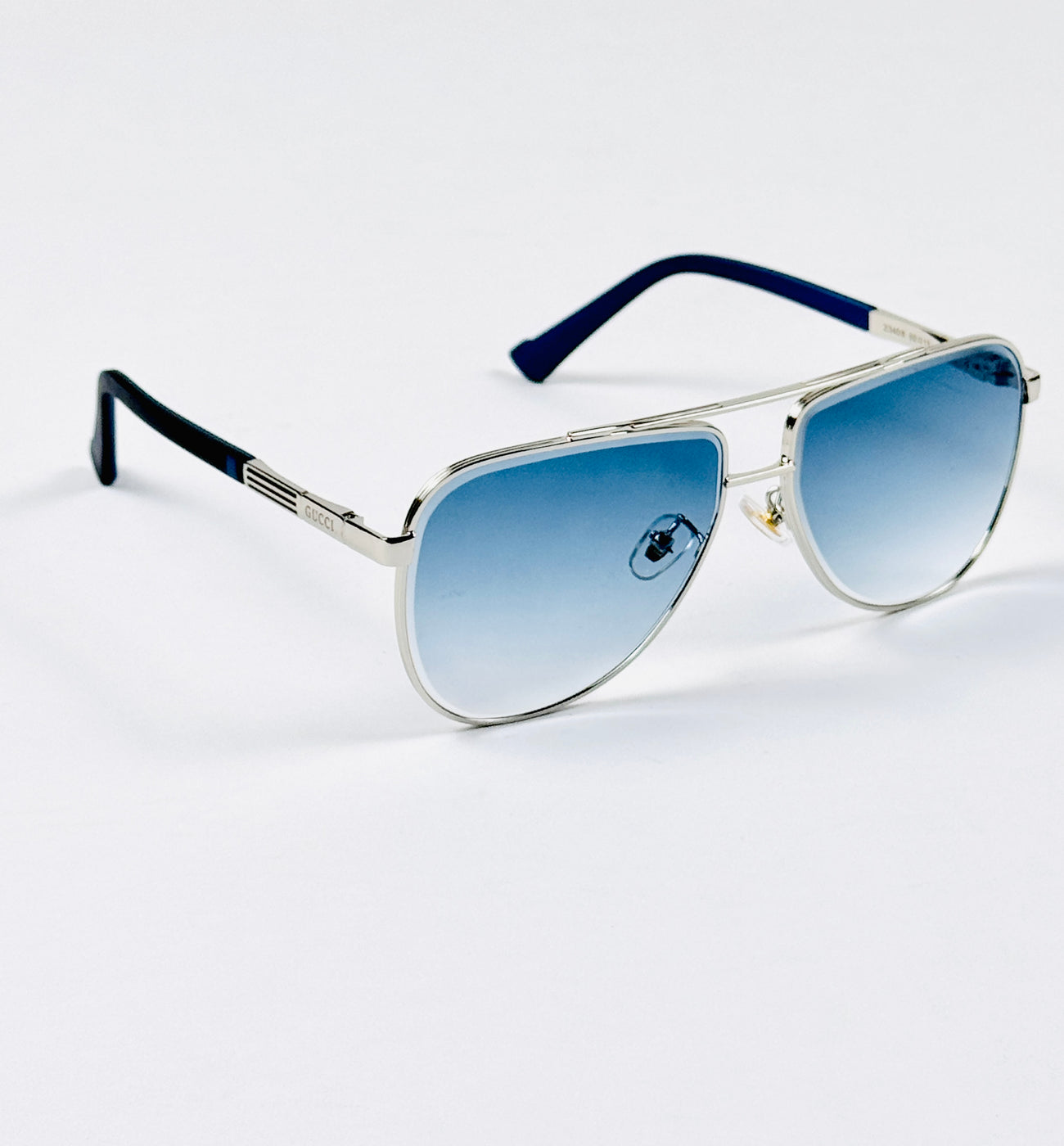Gucci – 23408 – 60 – Silver Blue – Metal – Sunglasses – Unisex