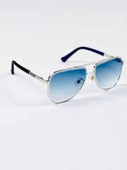 Gucci – 23408 – 60 – Silver Blue – Metal – Sunglasses – Unisex
