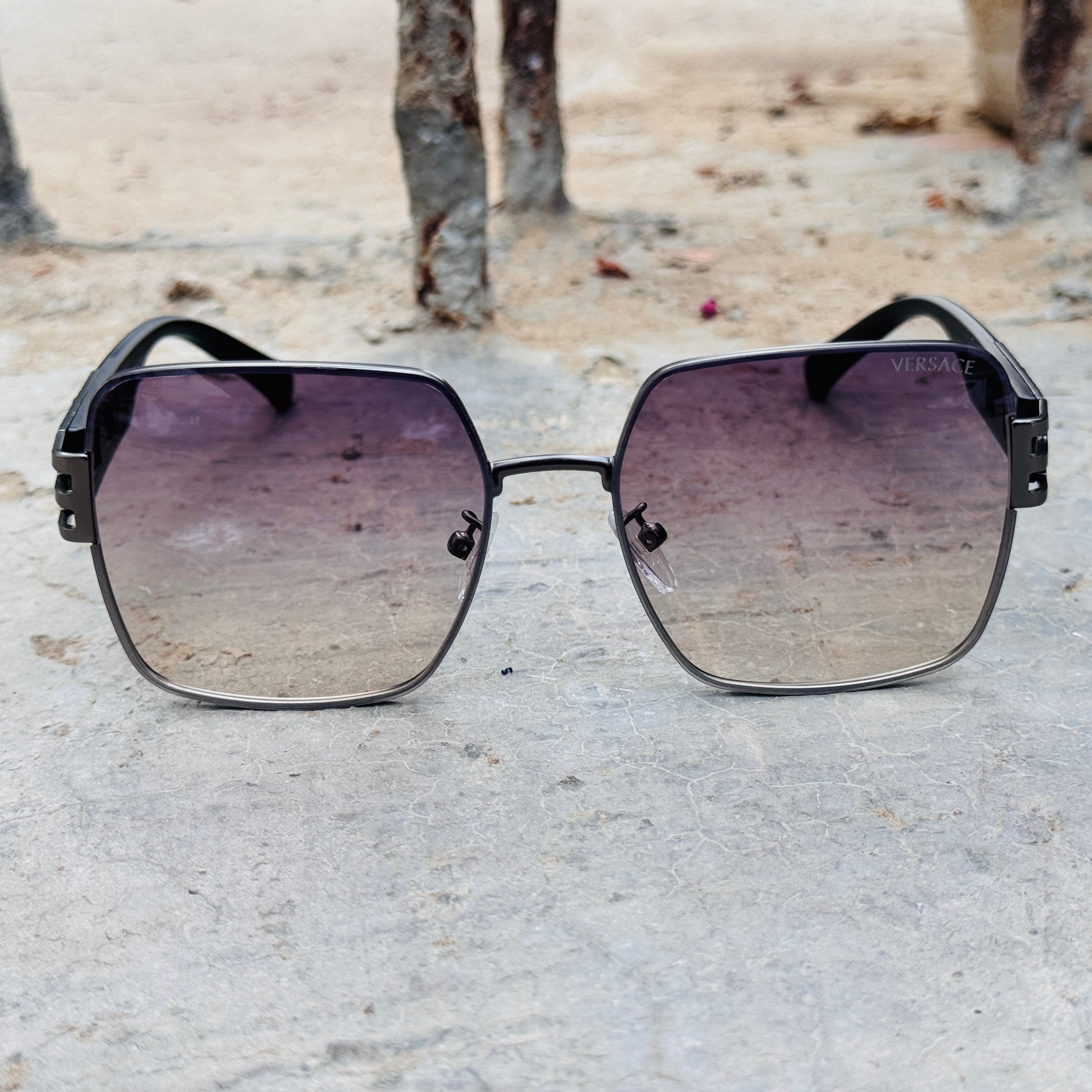 Versace – 395 – 55 - Grey Multi – Acetate – Metal – Sunglasses - Ladies