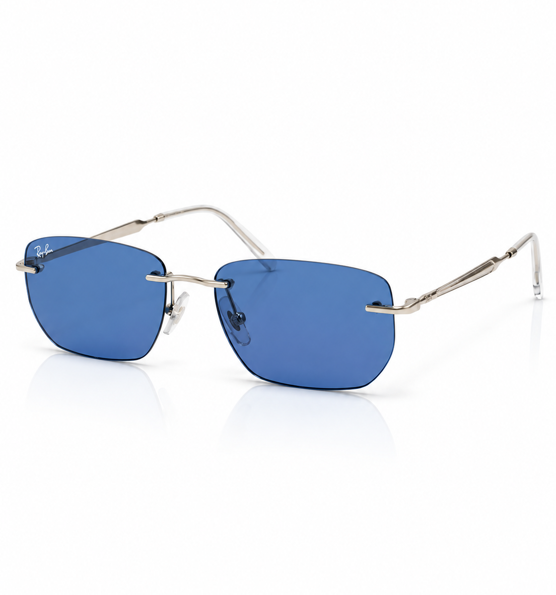Rayban - RB3768 - Silver Blue - Metal - Rimless - Rectangle - Sunglasses - Premium