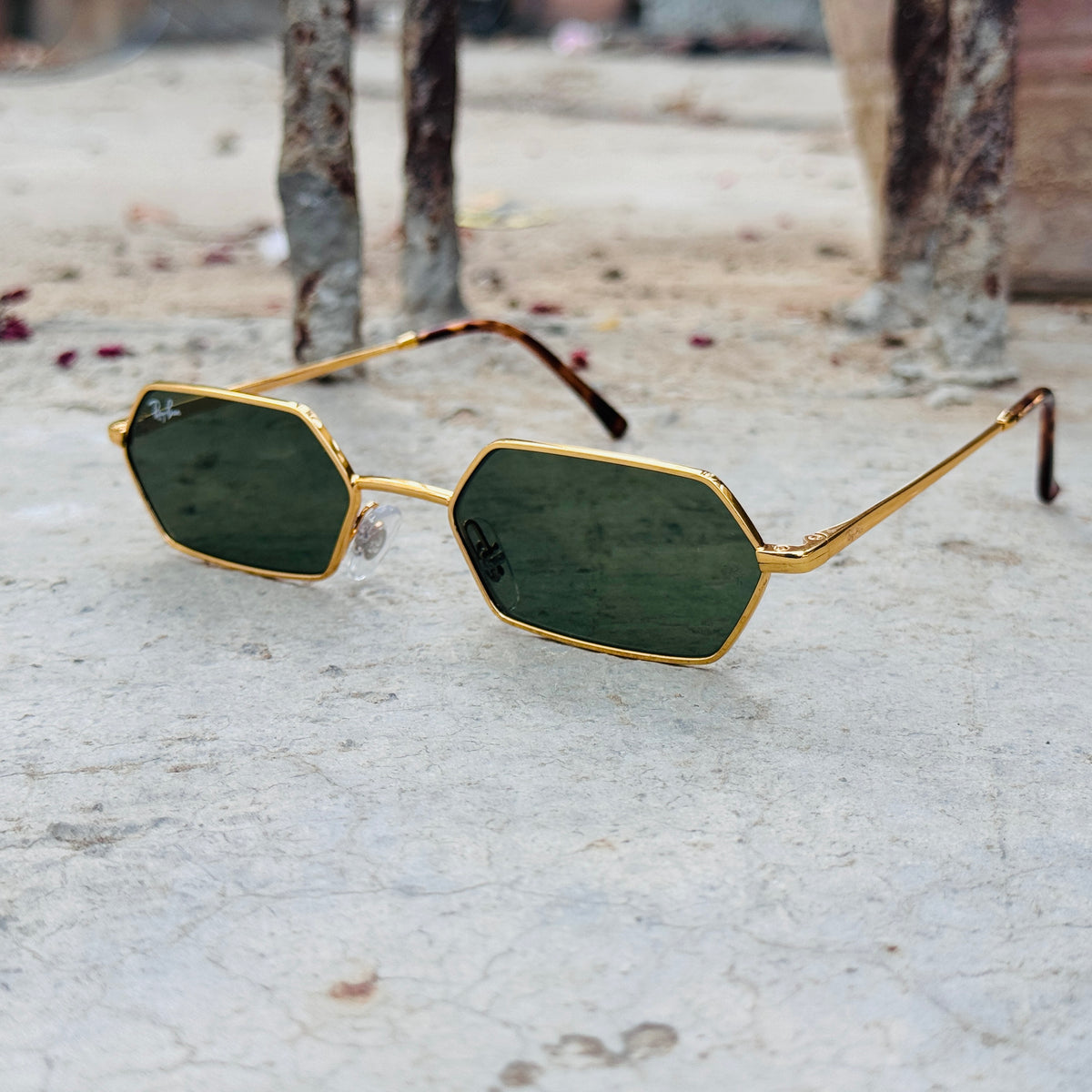RayBan – 3728 – 58 – Golden Green –  Metal - Sunglasses – Unisex - Premium