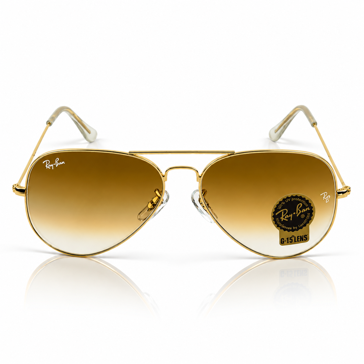 Rayban – 3026 – 62 – Golden Brown – Metal – Sunglasses – Unisex