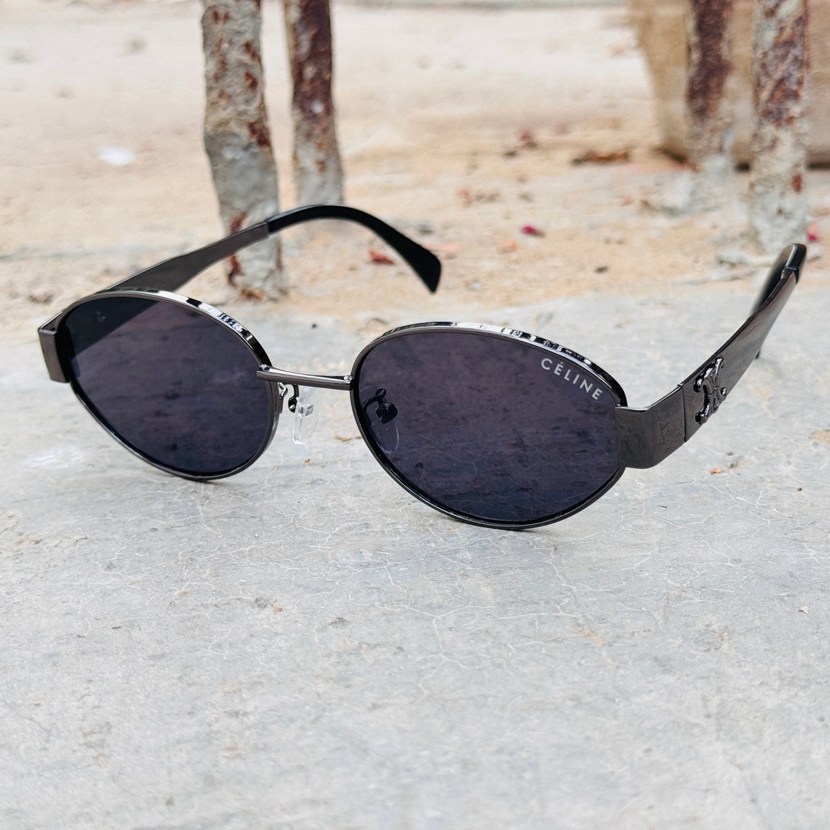 Celine – 1167 - 55 – Grey Black – Metal – Sunglasses - Ladies
