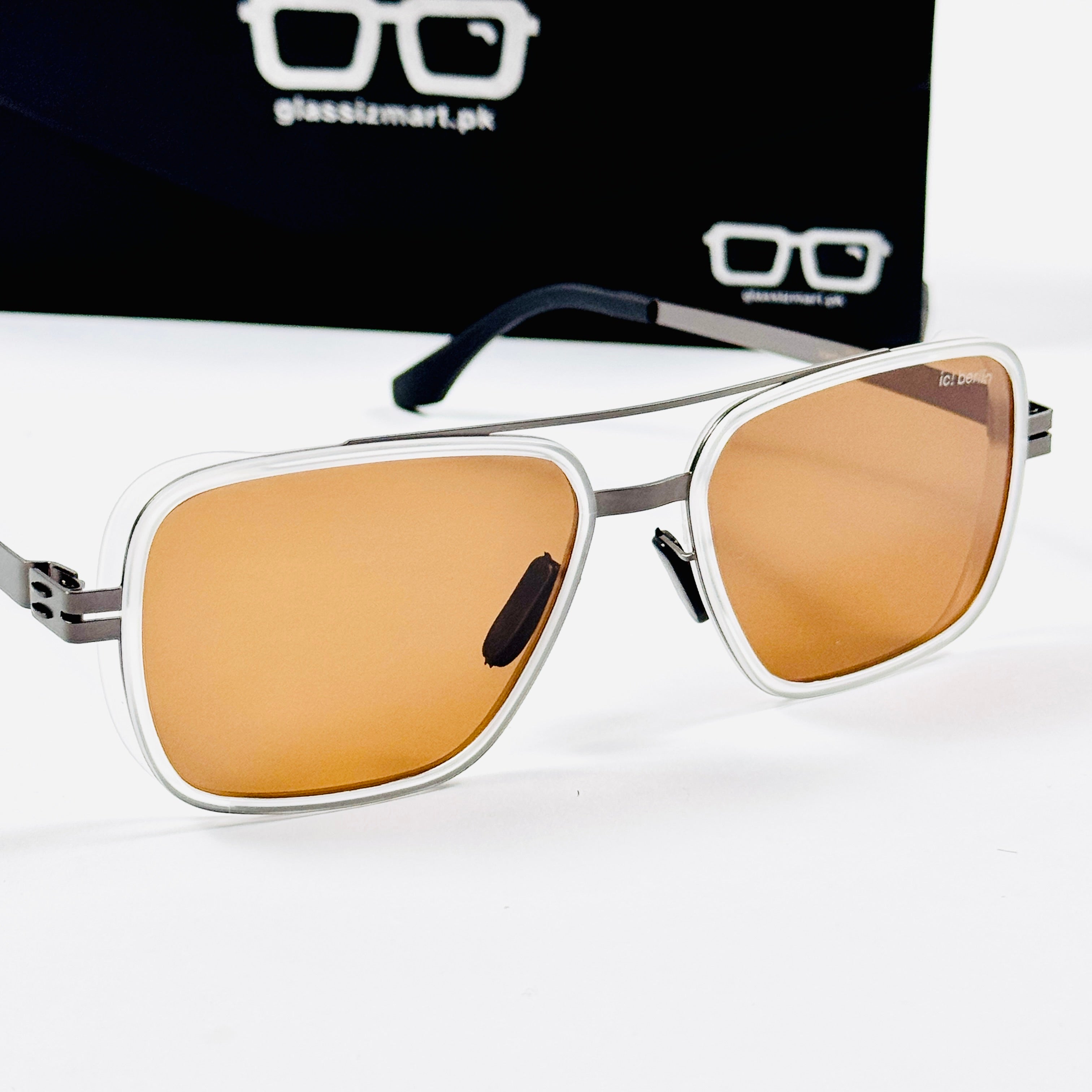 ICI BERLIN – Z8023 – 56 – Transparent Brown –  Metal - Sunglasses – Unisex