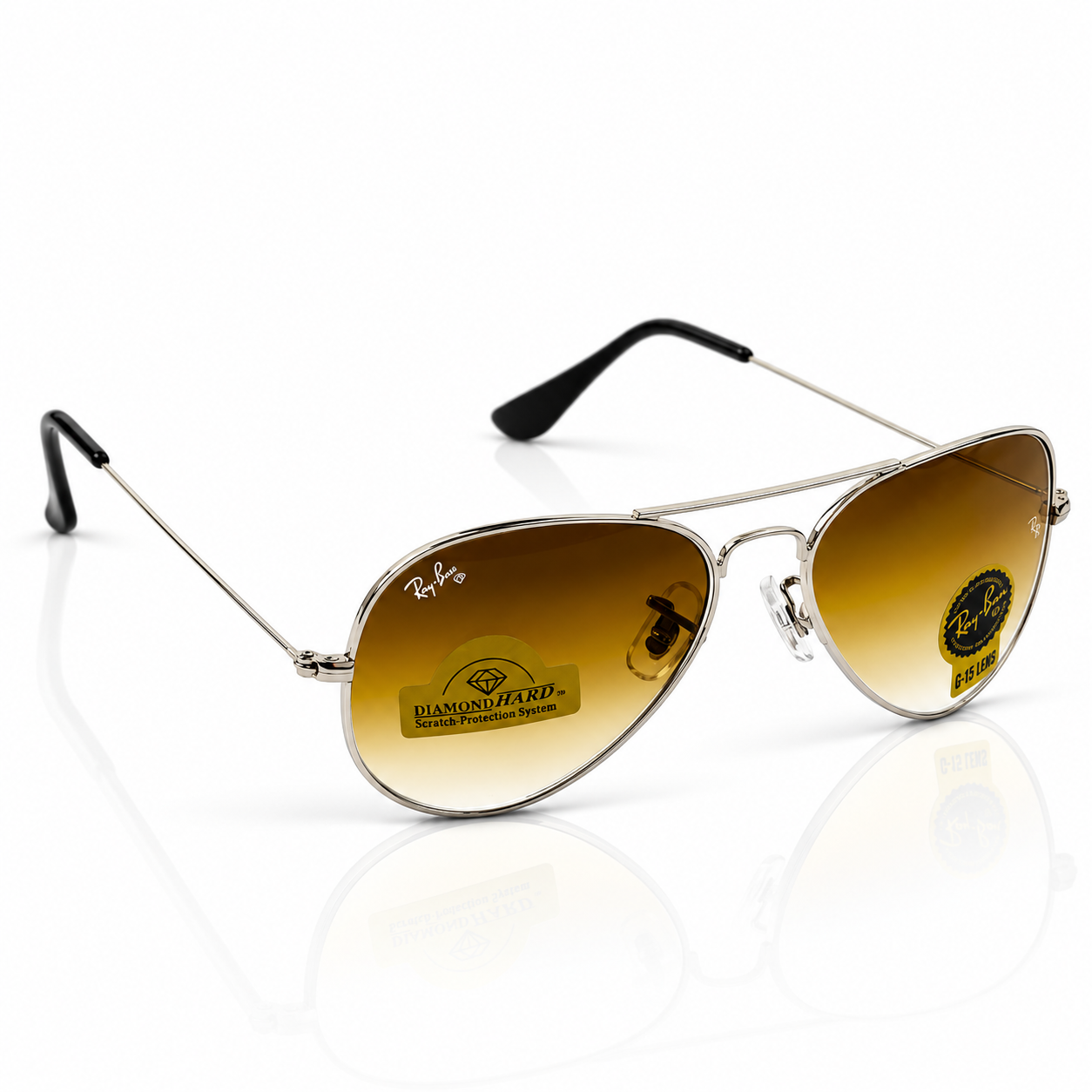 Rayban – 3026 – 62 – Silver Brown – Metal – Sunglasses – Unisex