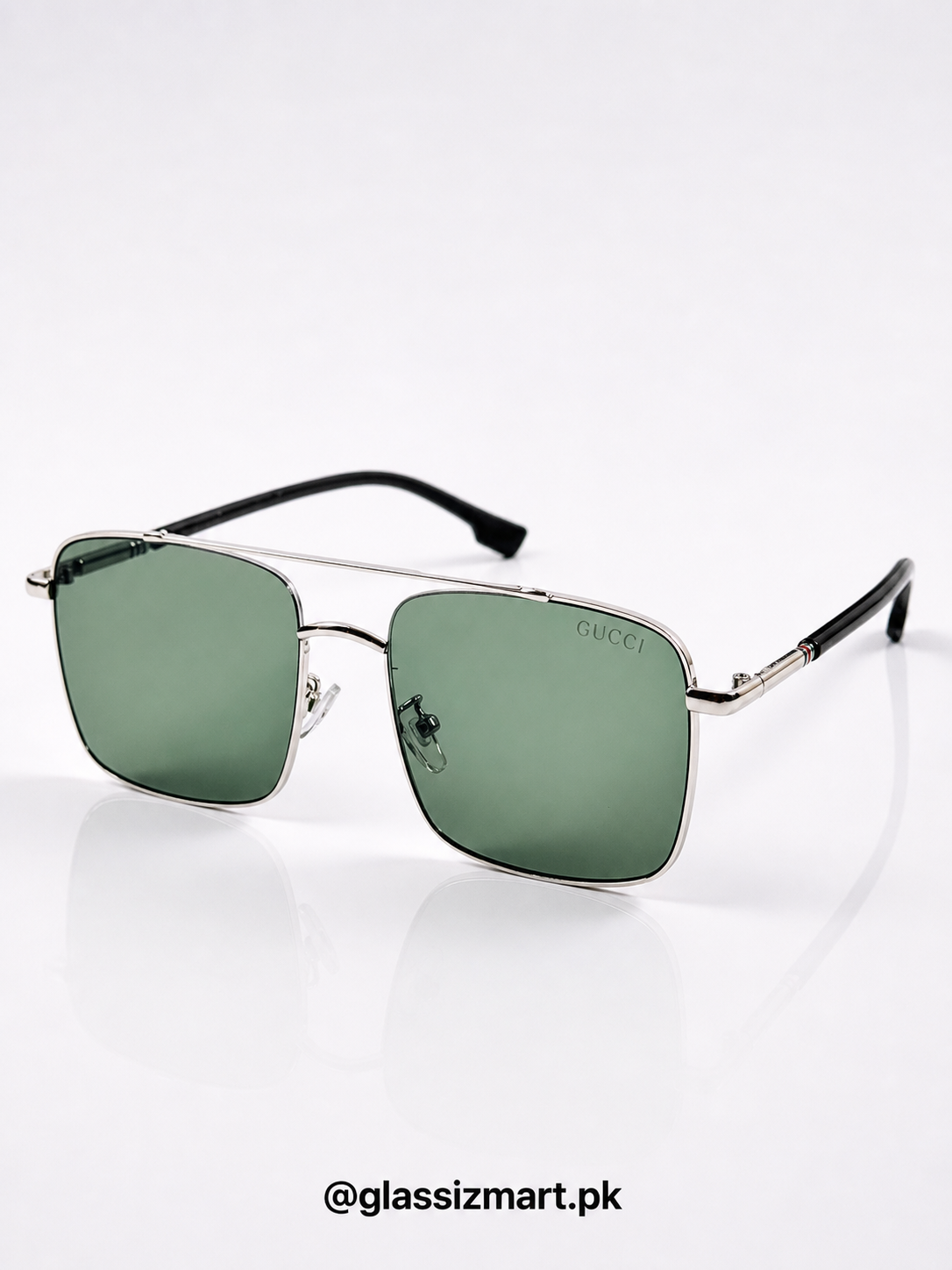 Gucci – 6143 – 56 – Silver Green – Metal – Sunglasses – Unisex