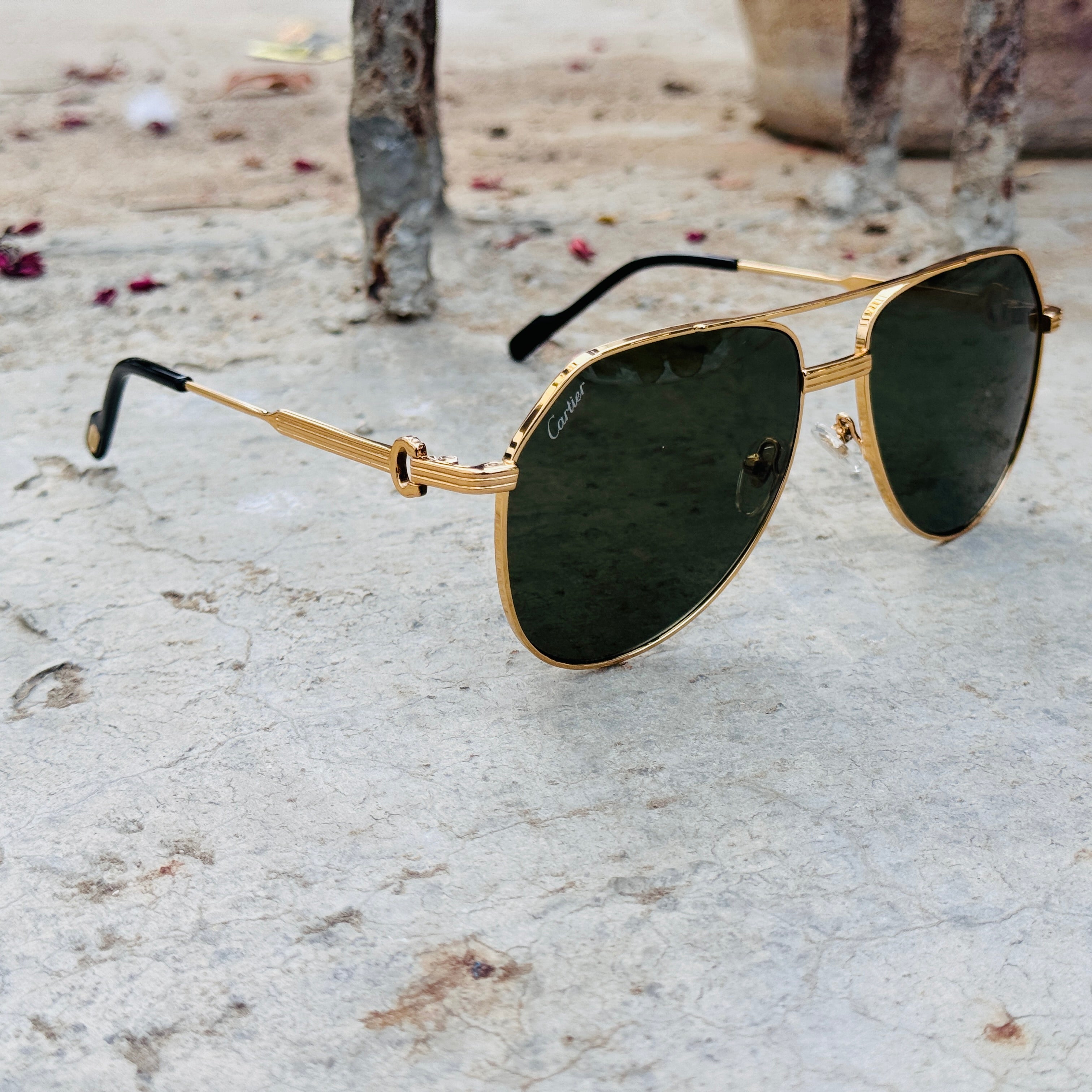 Cartier – Cy6 - 60 –  Golden Green - Metal - Sunglasses – Unisex - Premium