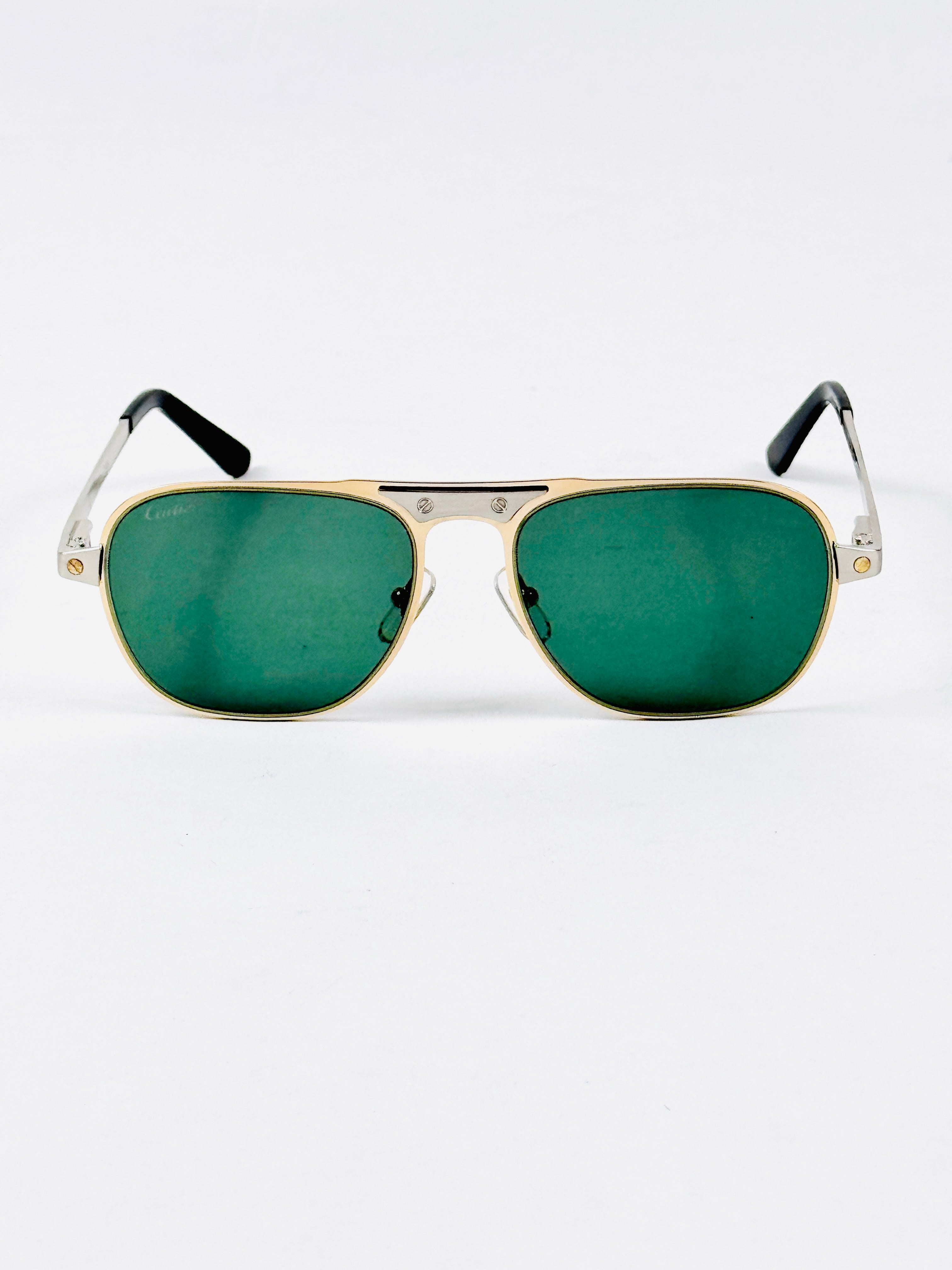 Cartier – CT0532 - 58 – Silver Green - Metal - Sunglasses – Unisex - Premium