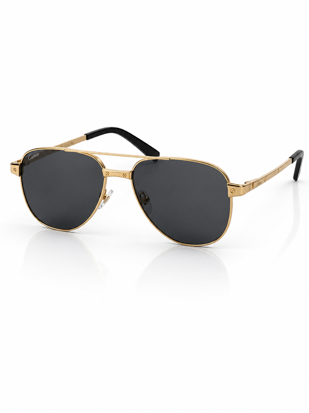 Cartier – 0425 - 59 – Golden Black - Metal - Sunglasses – Unisex - Premium