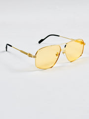 Cartier – 0270 - 60 – Golden Yellow - Metal - Sunglasses – Unisex - Premium