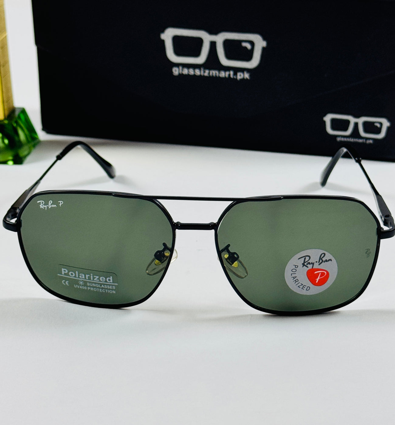 Rayban – 8230 – 57 – Black Green – Metal – Sunglasses – Unisex