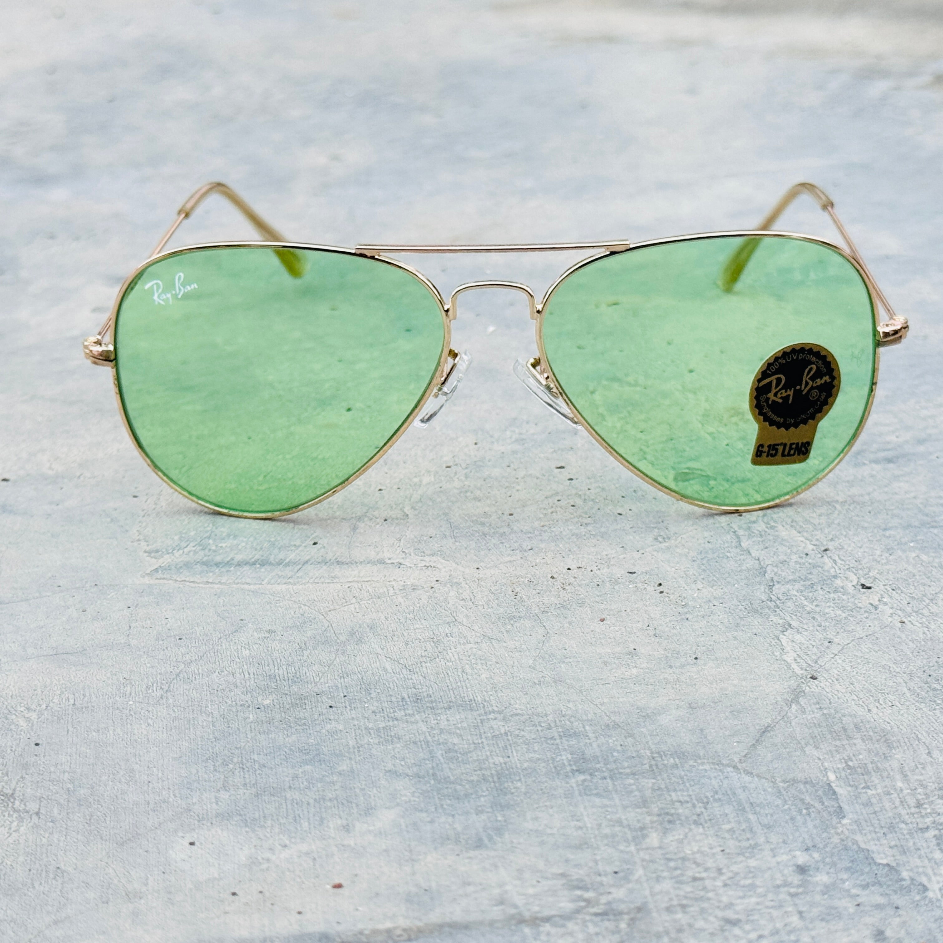 Rayban – 3026 – 62 – Golden Green – Metal – Sunglasses – Unisex