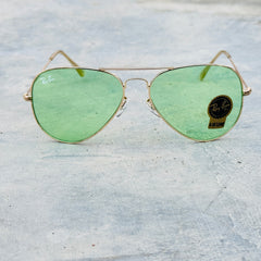 Rayban – 3026 – 62 – Golden Green – Metal – Sunglasses – Unisex