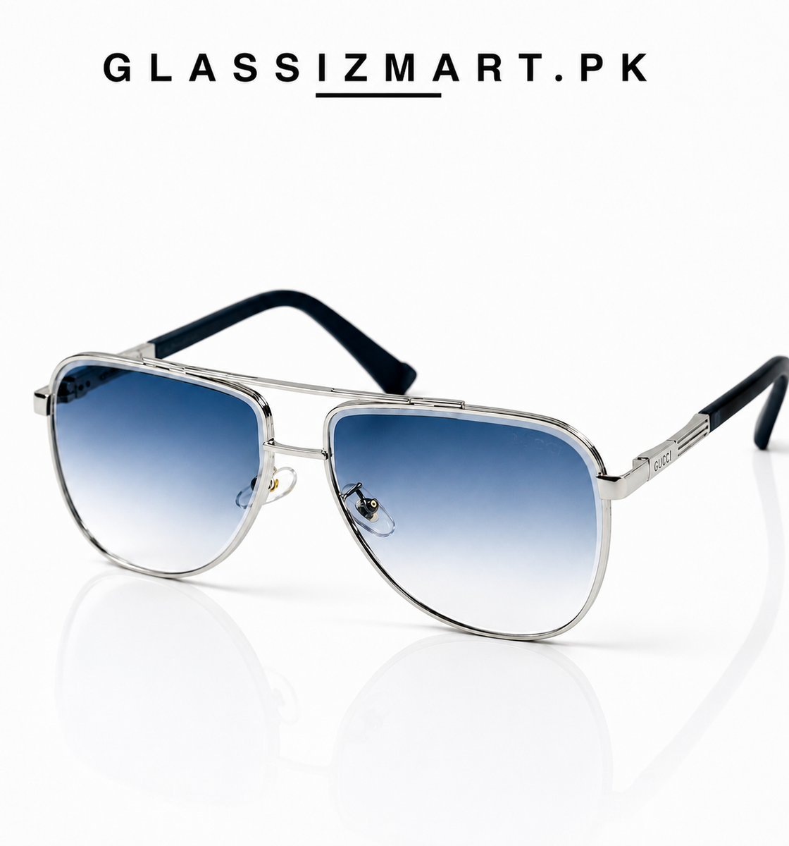 Gucci – 23408 – 60 – Silver Blue – Metal – Sunglasses – Unisex