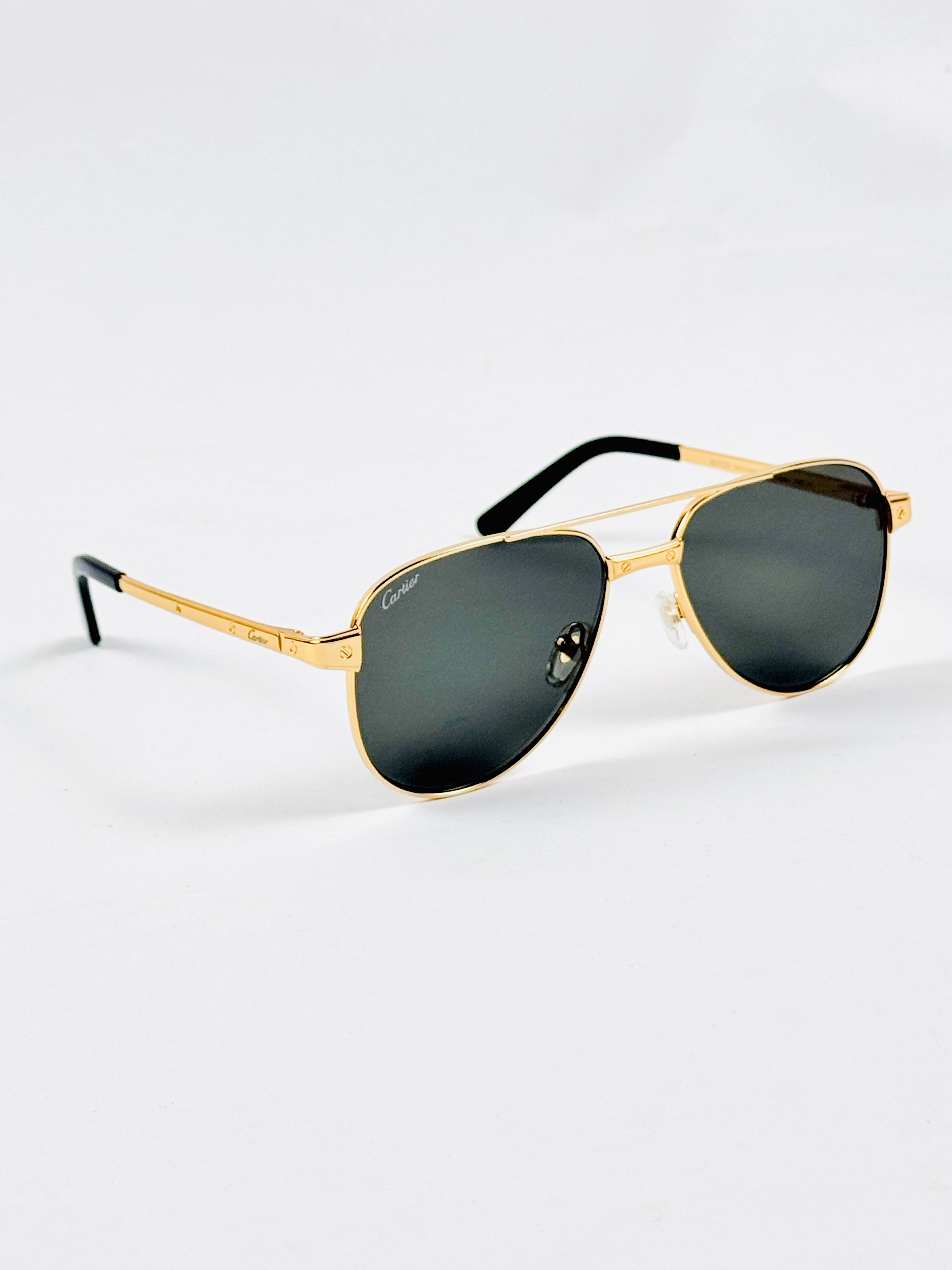 Cartier – 0425 - 59 – Golden Black - Metal - Sunglasses – Unisex - Premium