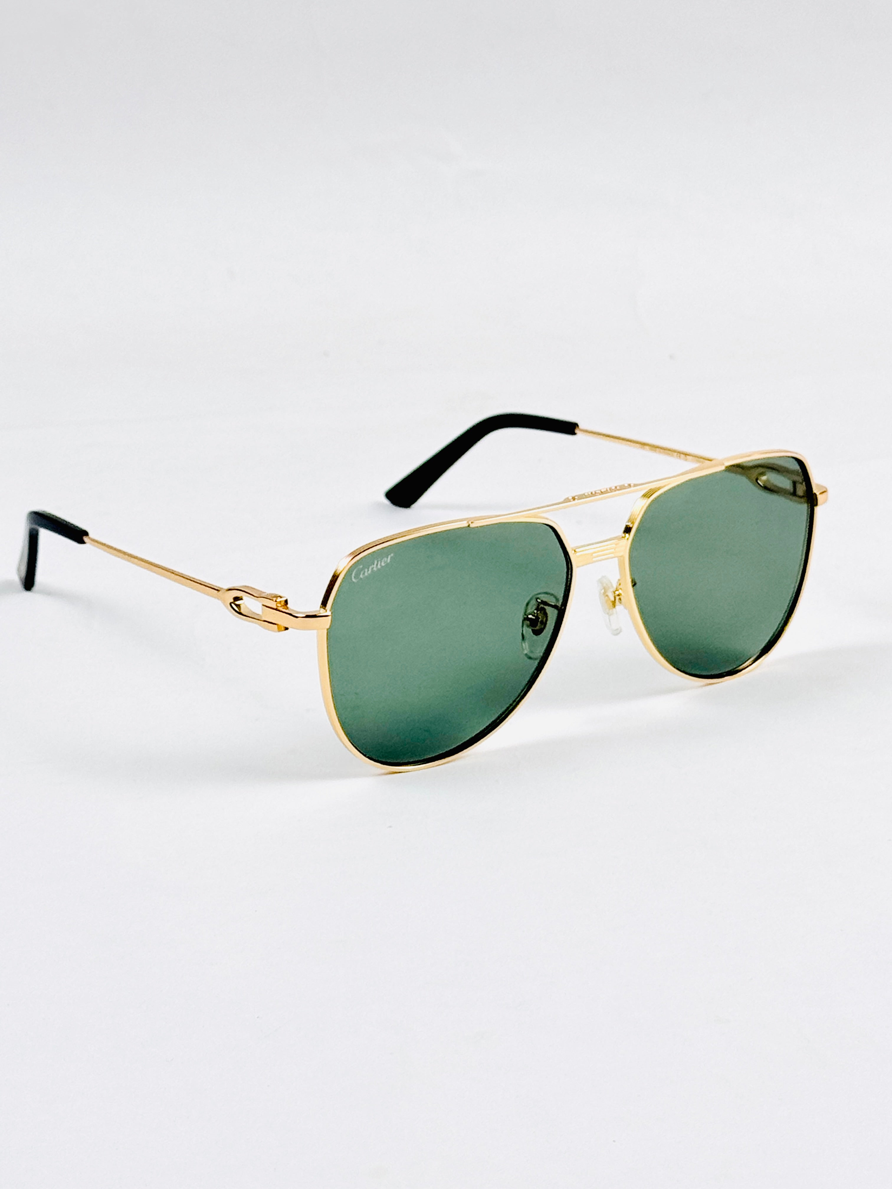 Cartier – 9664 - 58 – Golden Green - Metal - Sunglasses – Unisex - Premium