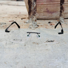 Cartier – 667 – 52 – Black –  Metal - Optics – Rimless - Unisex