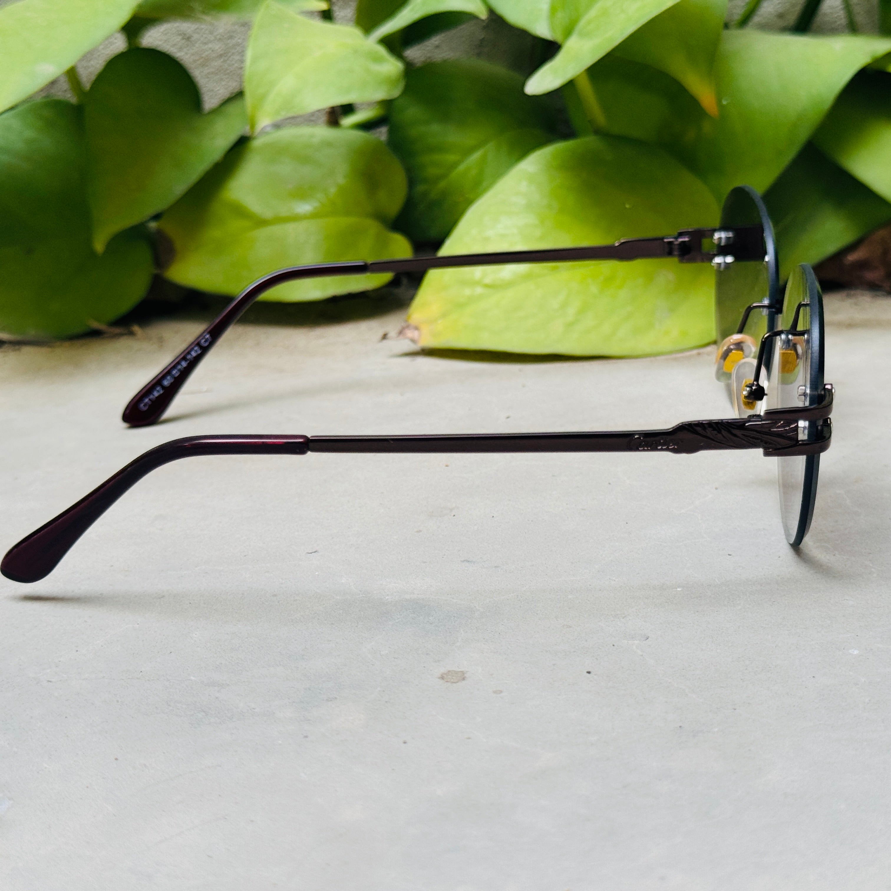 Cartier – 142 – 60 – Brown – Metal - Sunglasses – Rimless - Unisex