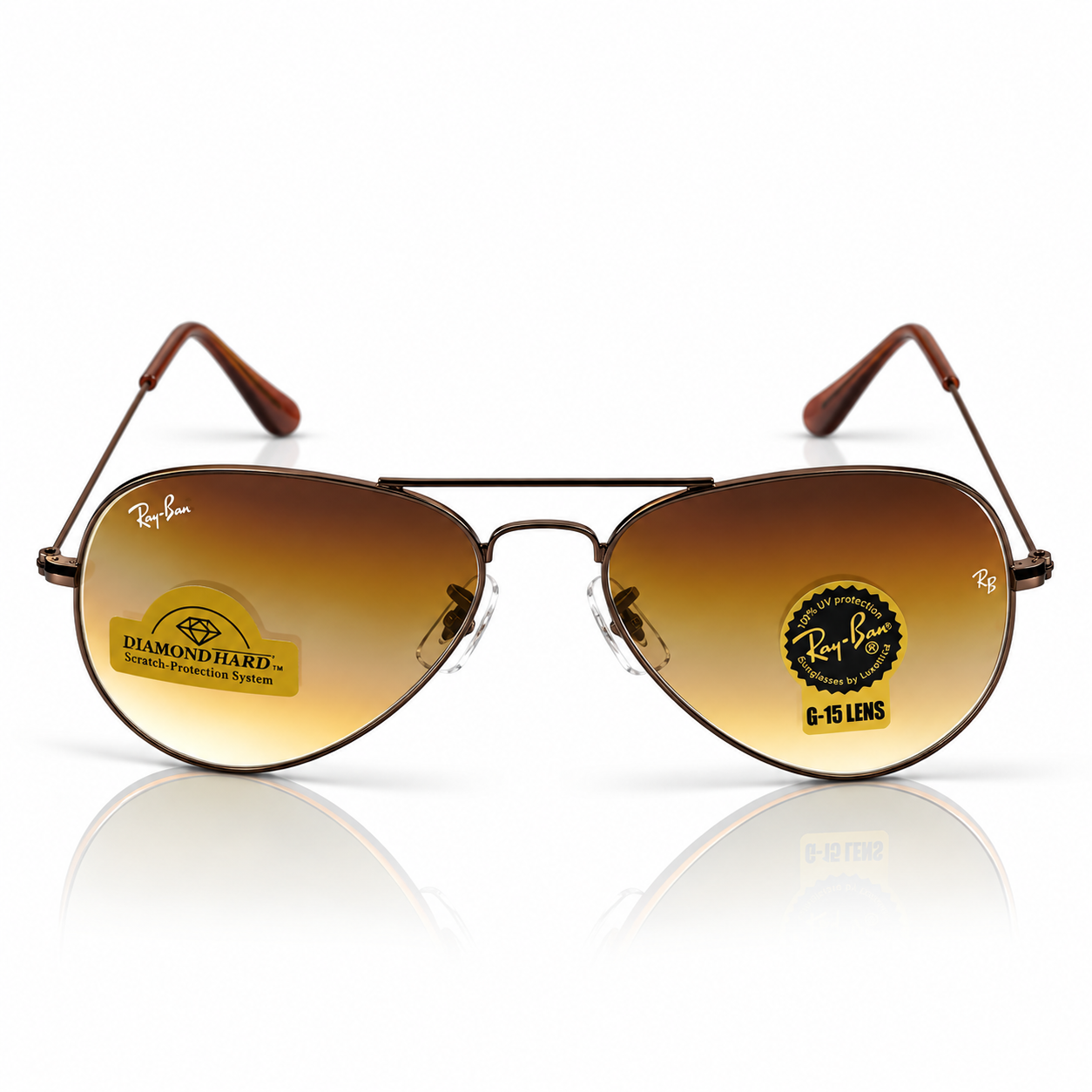 Rayban – 3026 – 62 – Brown – Metal – Sunglasses – Unisex