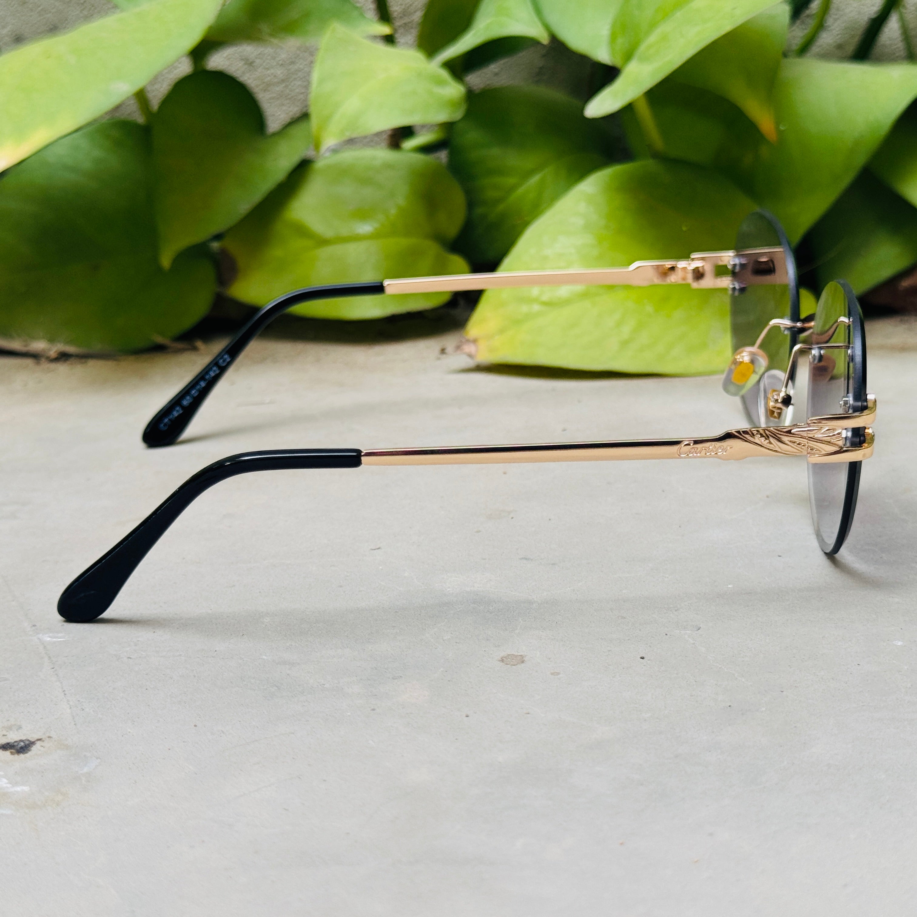 Cartier – 142 – 60 – Golden Black Gradient – Metal - Sunglasses – Rimless - Unisex