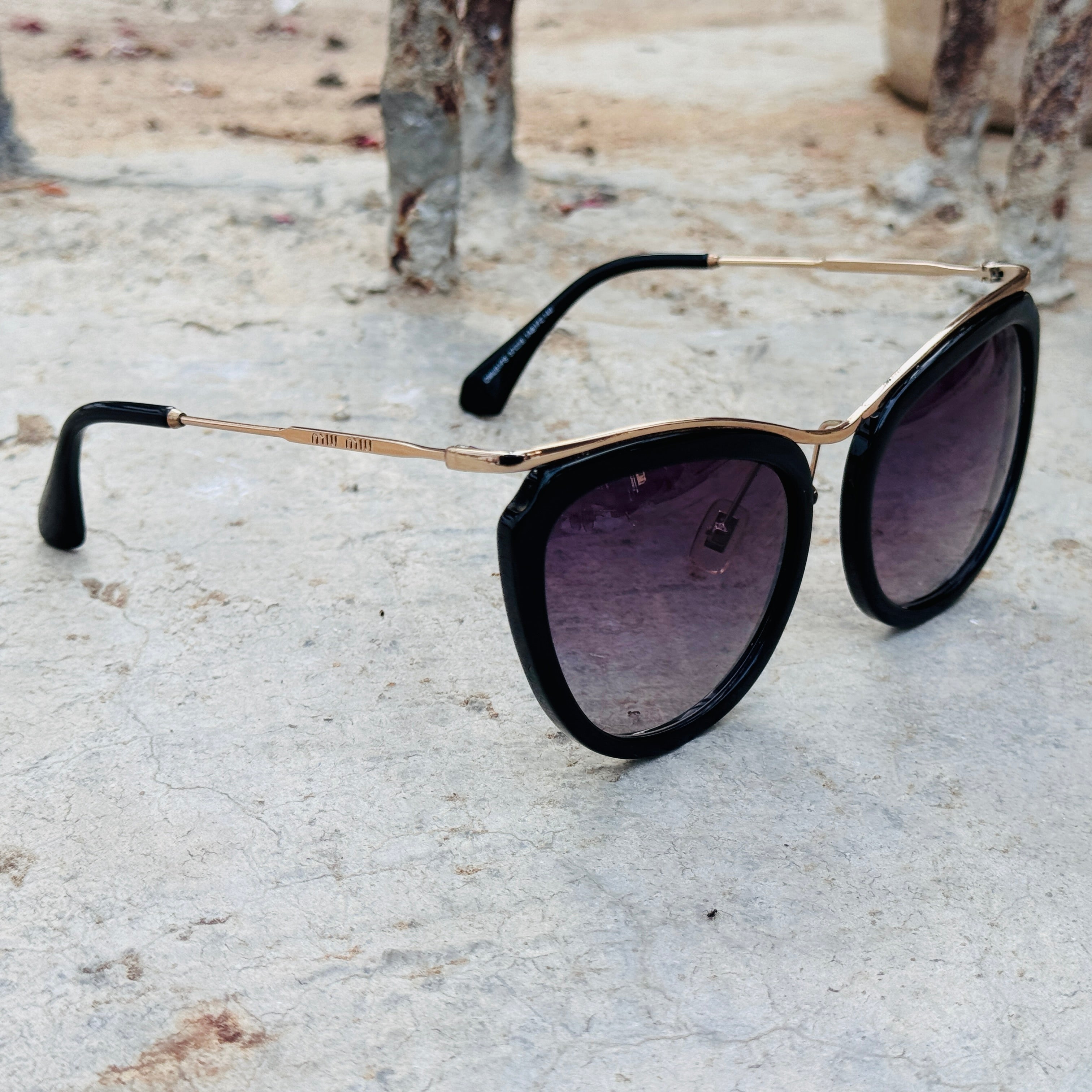 Miu Miu - 51PS - 57 – Golden Black Gradient - Acetate- Metal - Sunglasses – Ladies - Premium