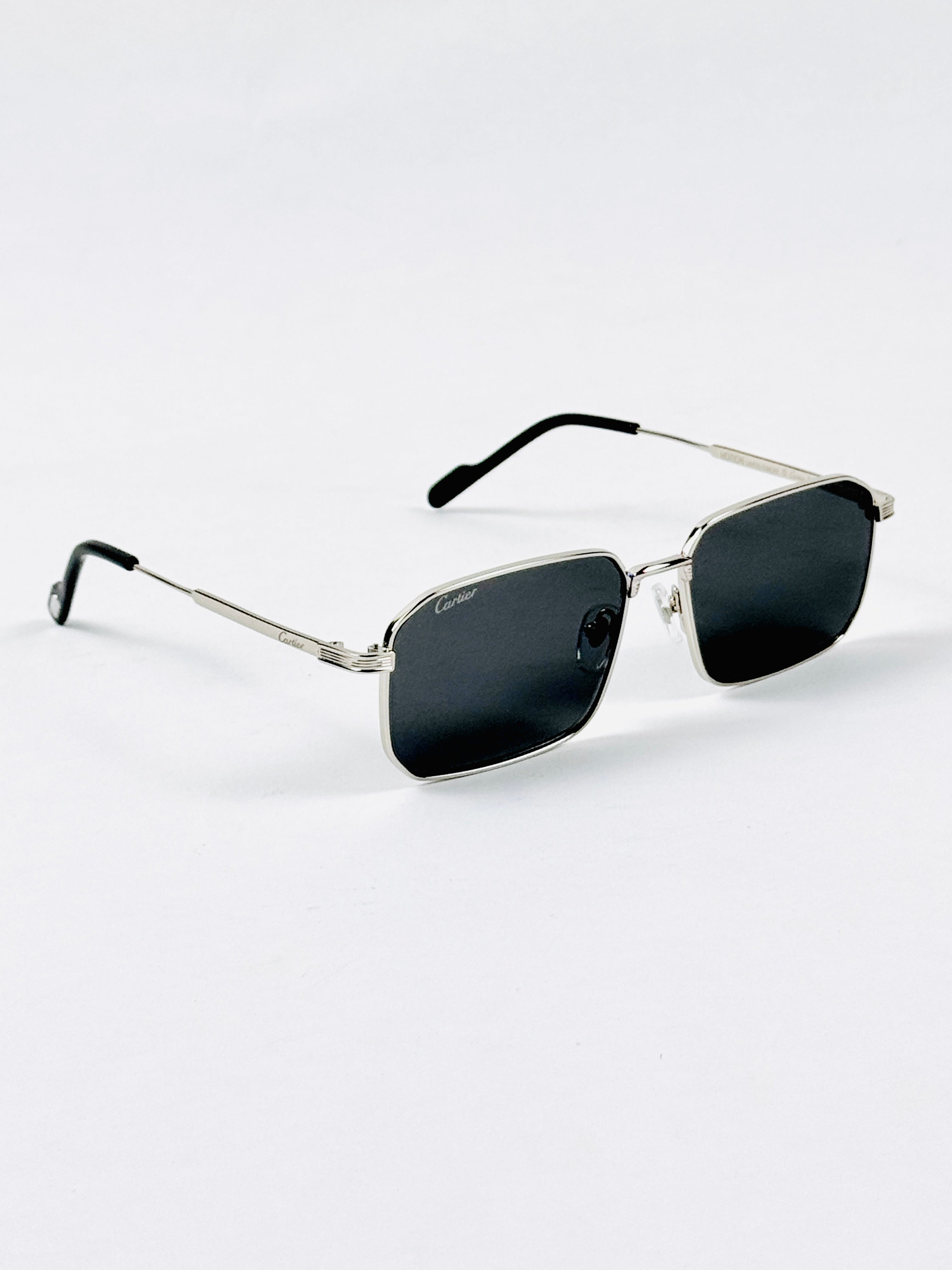 Cartier – CT0532 - 54 – Silver Black - Metal - Sunglasses – Unisex - Premium