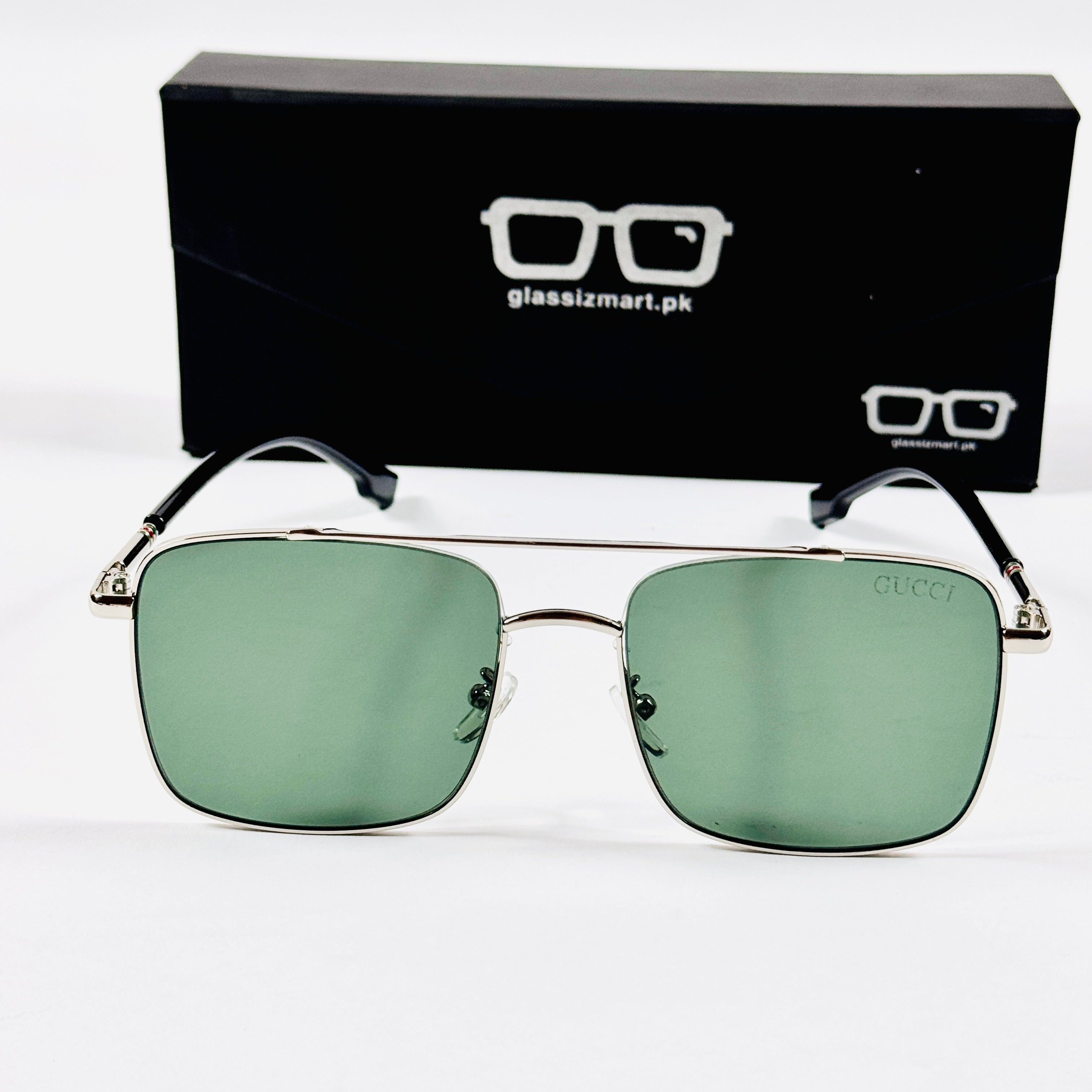 Gucci – 6143 – 56 – Silver Green – Metal – Sunglasses – Unisex