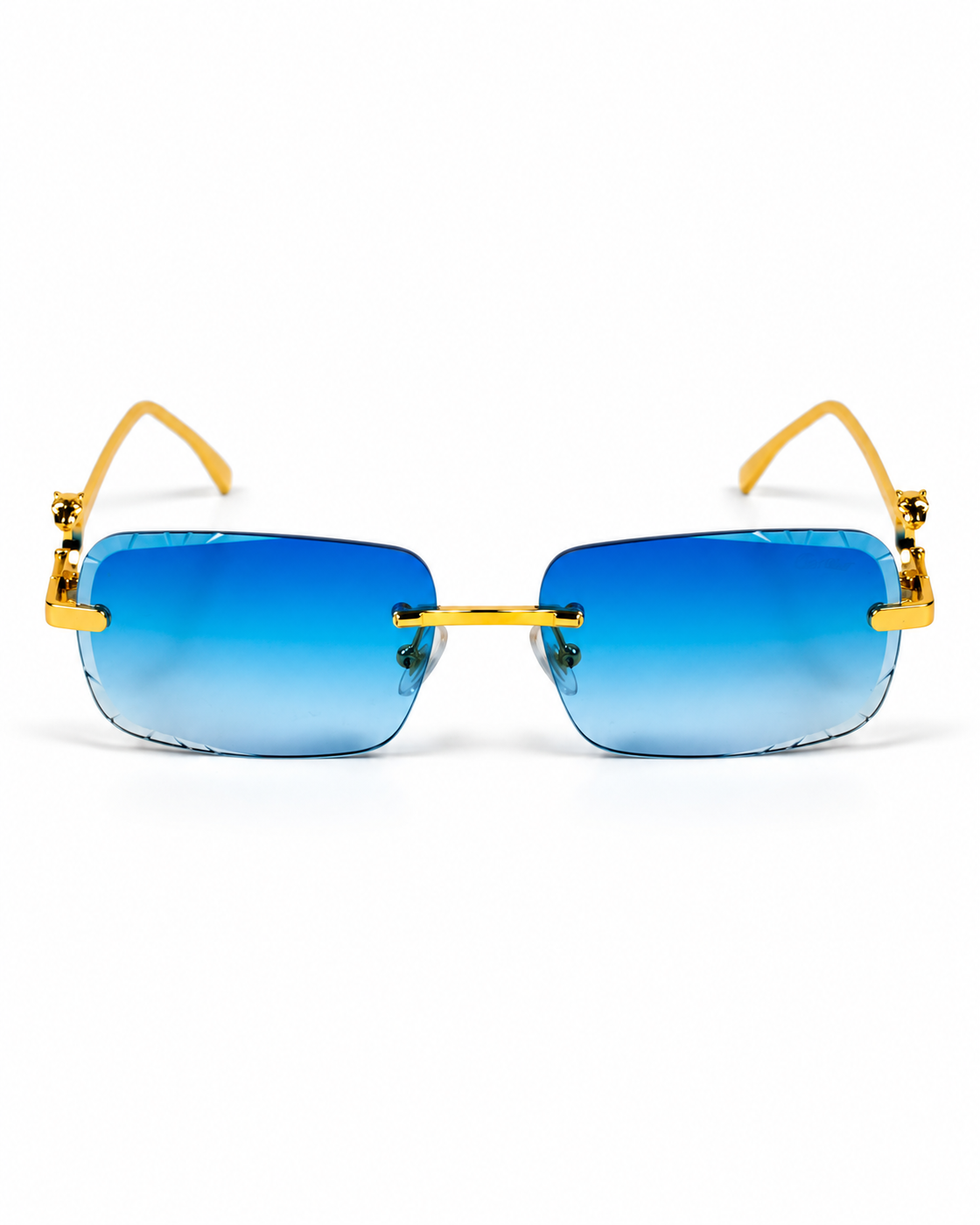 Cartier – 1454 – 60 – Golden Blue – Metal - Sunglasses – Rimless - Unisex