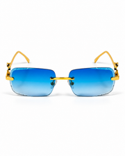 Cartier – 1454 – 60 – Golden Blue – Metal - Sunglasses – Rimless - Unisex
