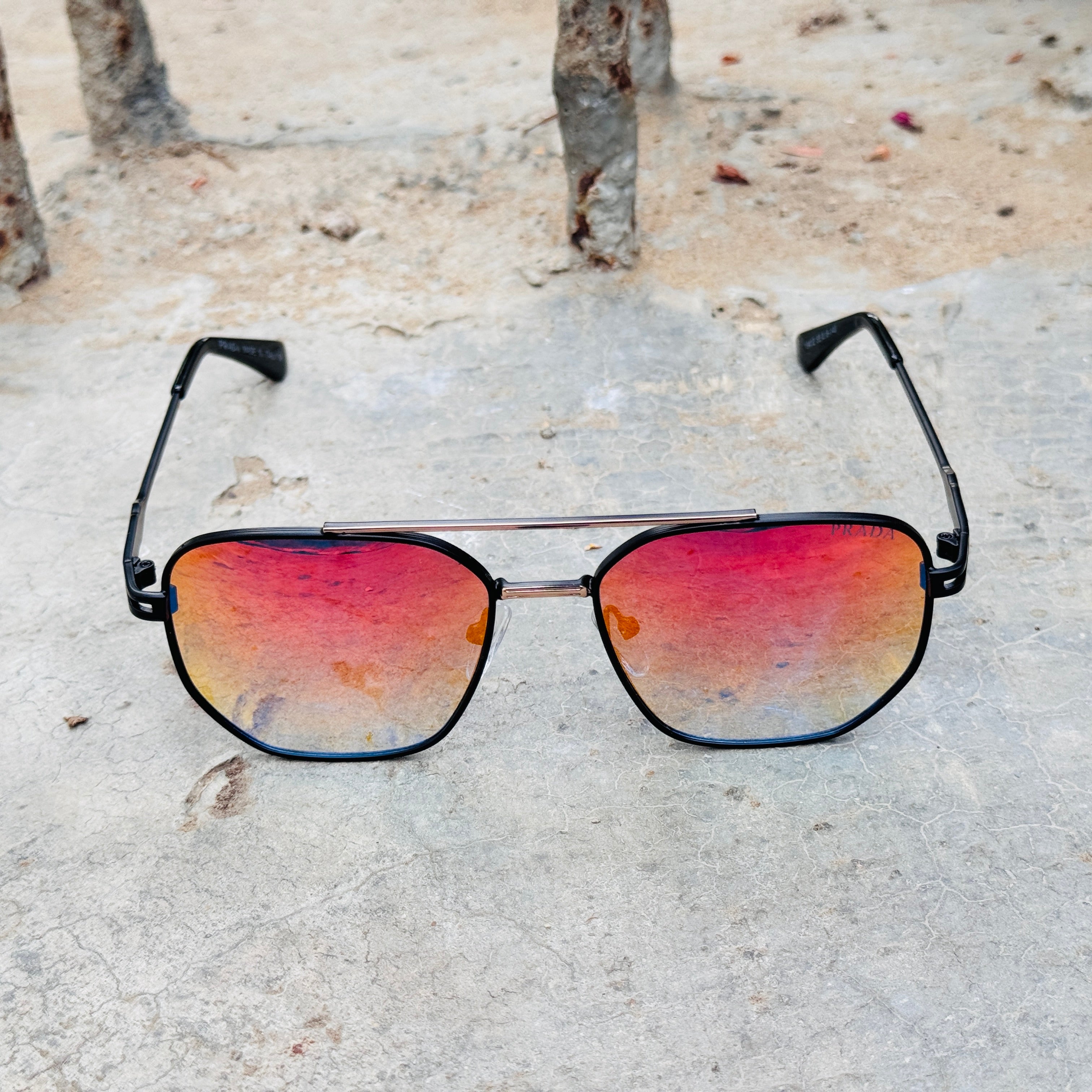 Prada – 19411 - 54 – Black Mercury – Metal – Sunglasses - Unisex