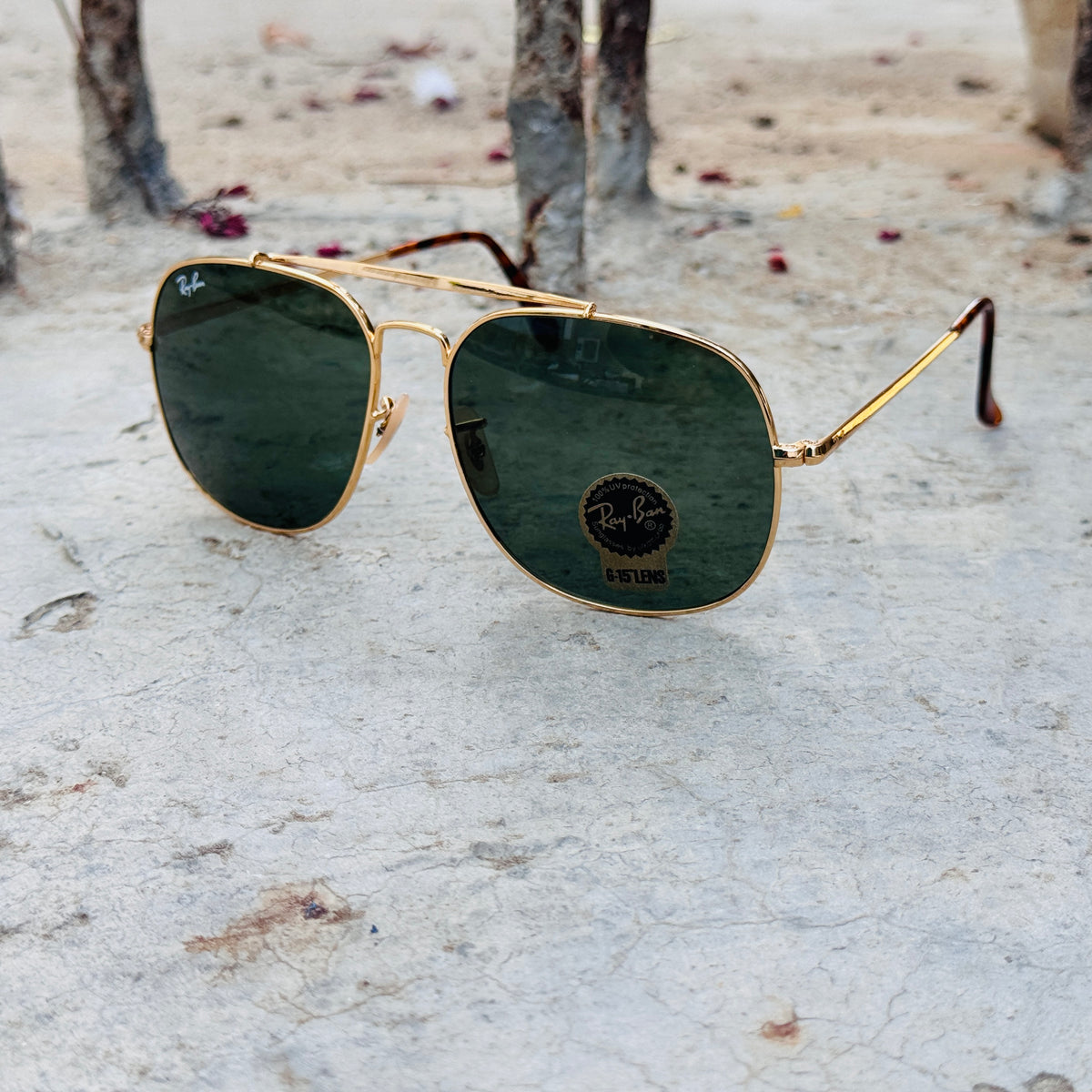 RayBan – 3561 – 57 – Golden Black –  Metal - Sunglasses – Unisex - Premium