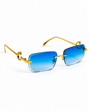 Cartier – 1454 – 60 – Golden Blue – Metal - Sunglasses – Rimless - Unisex
