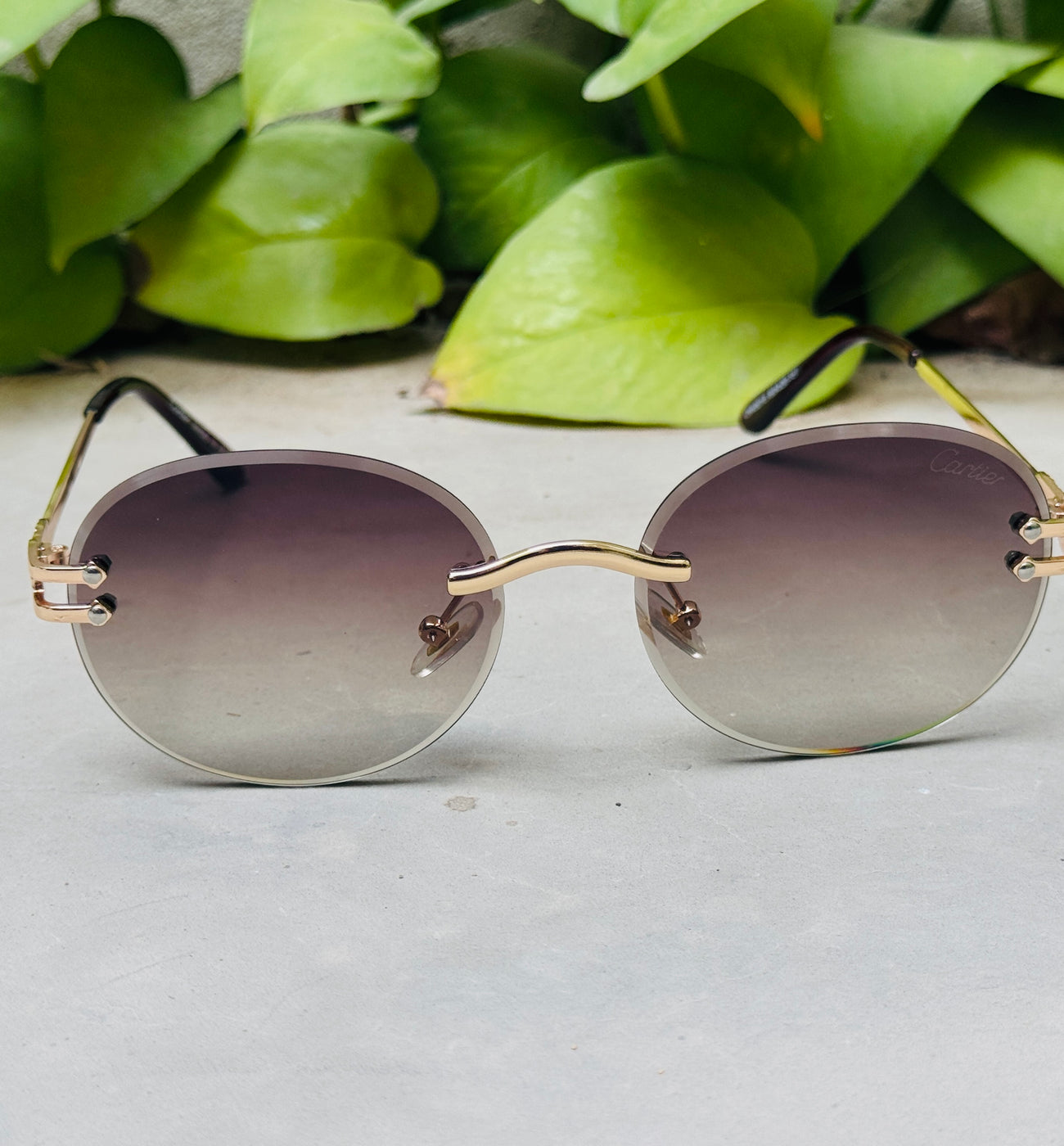 Cartier – 142 – 60 – Golden Brown – Metal - Sunglasses – Rimless - Unisex