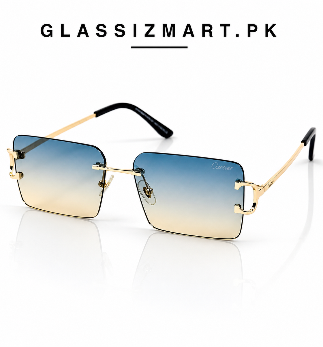 Cartier – 3082 – 62 – Golden Multi – Metal - Sunglasses – Rimless - Unisex
