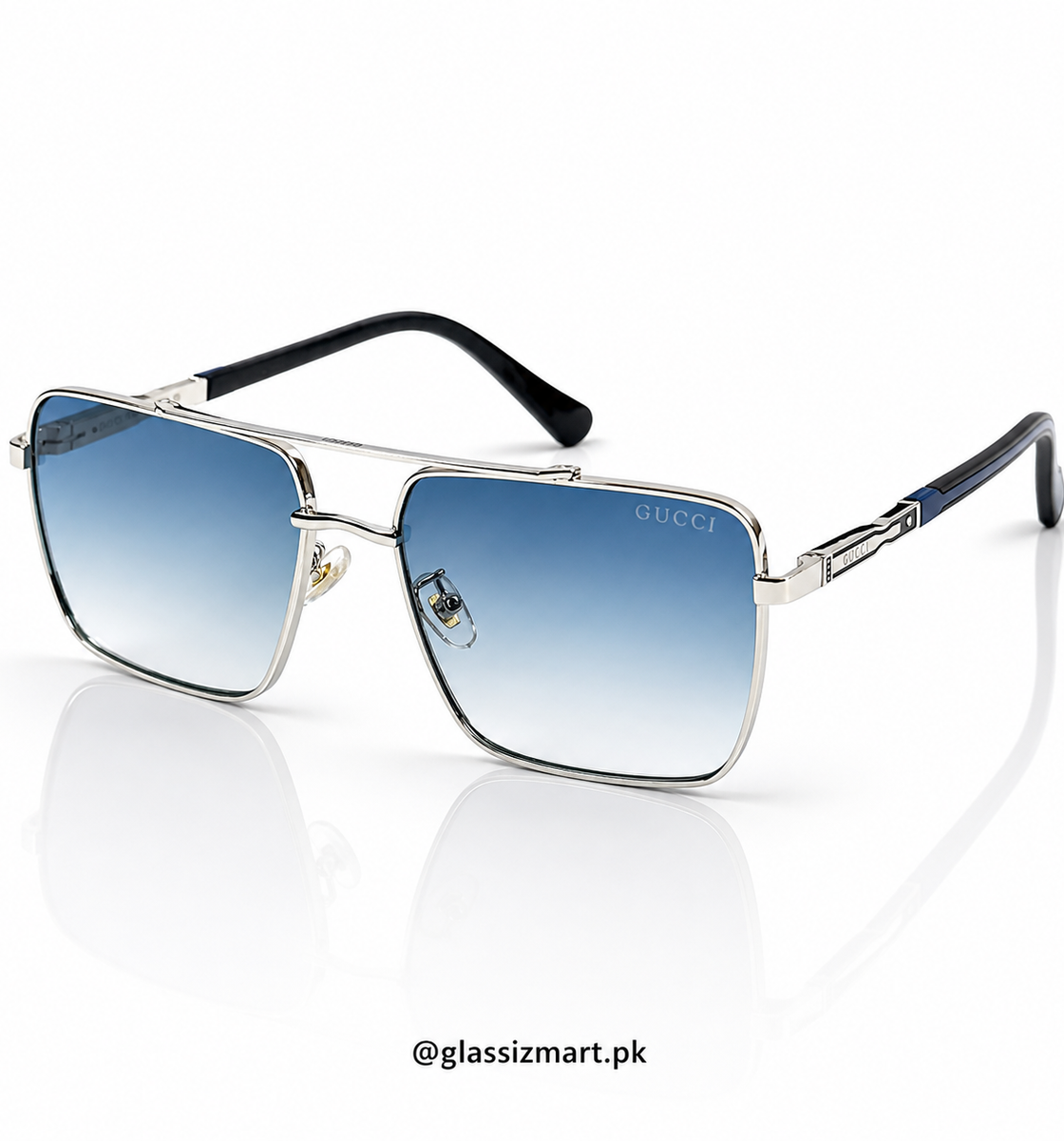 Gucci – 23223 - 60 – Silver Blue - Metal - Sunglasses – Unisex