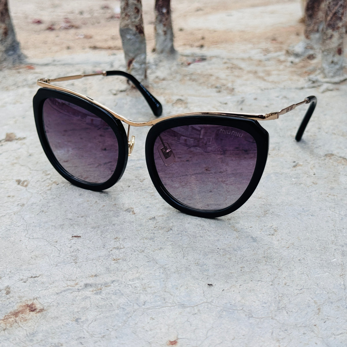 Miu Miu - 51PS - 57 – Golden Black Gradient - Acetate- Metal - Sunglasses – Ladies - Premium