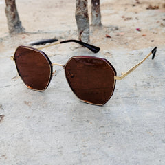 Caraza – 19016 – 57 – Golden Brown – Metal – Sunglasses – Unisex