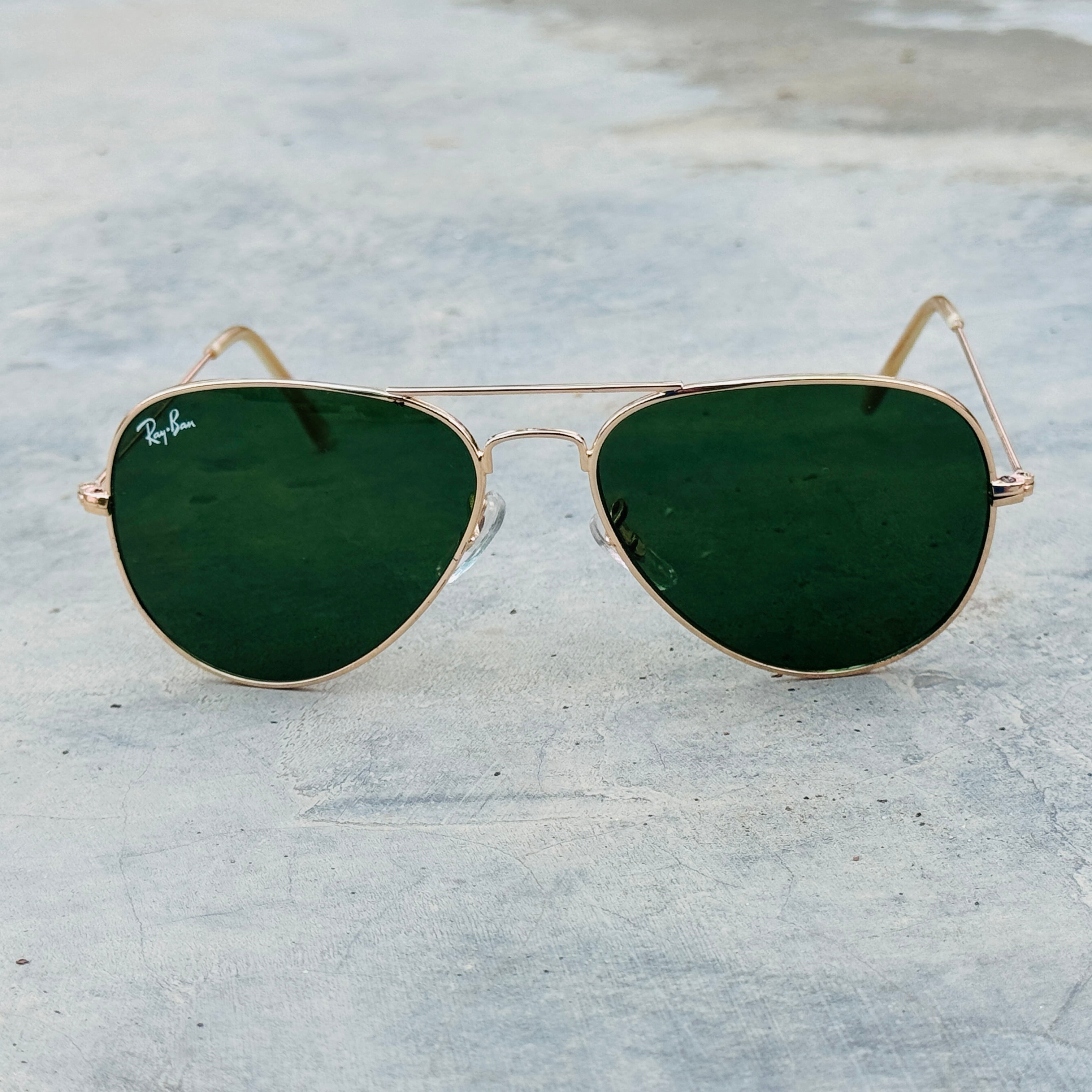 Rayban – 3026 – 62 – Golden Green – Metal – Sunglasses – Unisex