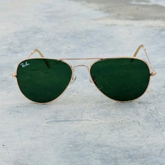 Rayban – 3026 – 62 – Golden Green – Metal – Sunglasses – Unisex