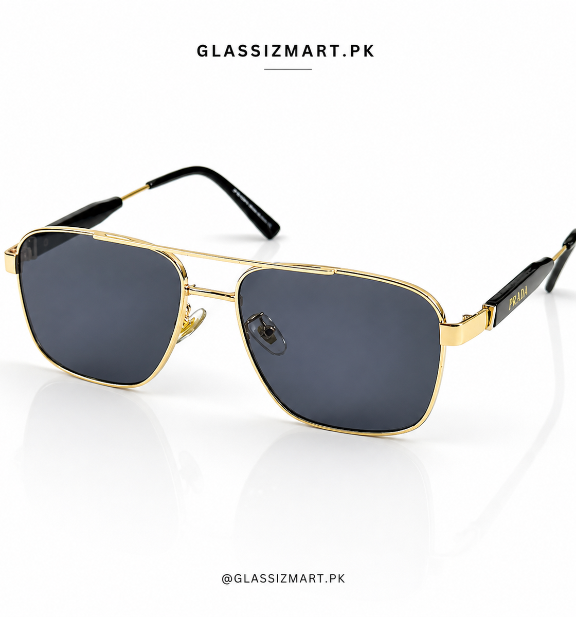 Prada – 22081 - 60 – Golden Black - Metal - Sunglasses – Unisex