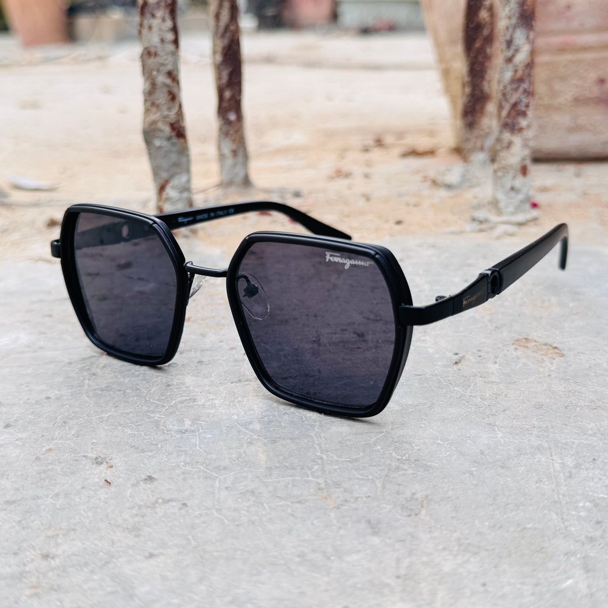 Ferragamo – 366 – 55 – Black – Metal – Sunglasses – Unisex
