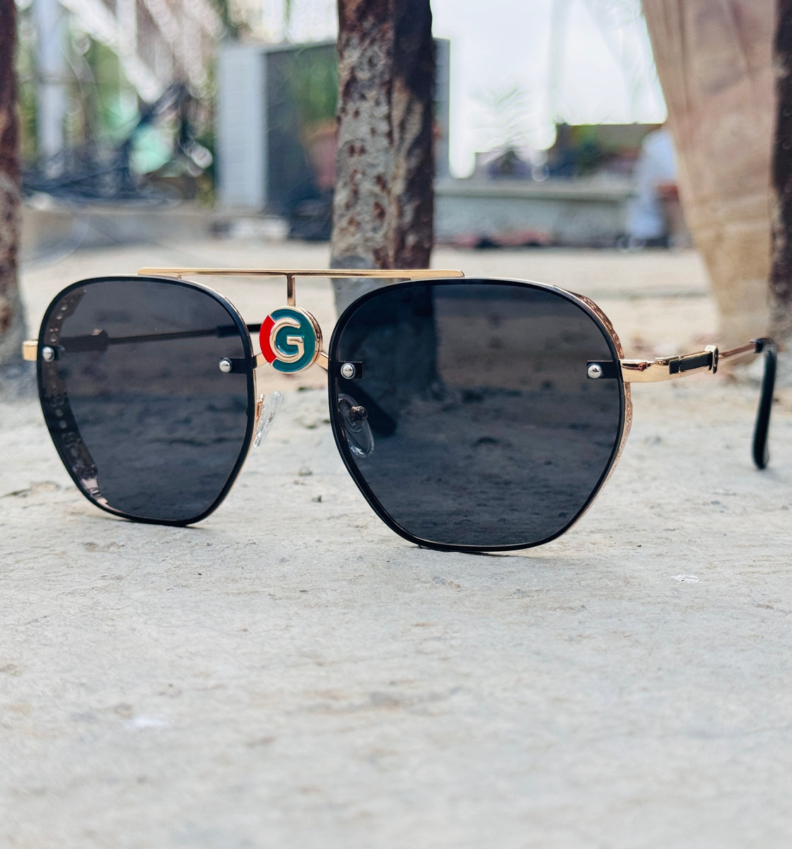 Gucci – 5024 – 53 – Golden Black – Metal – Sunglasses – Unisex